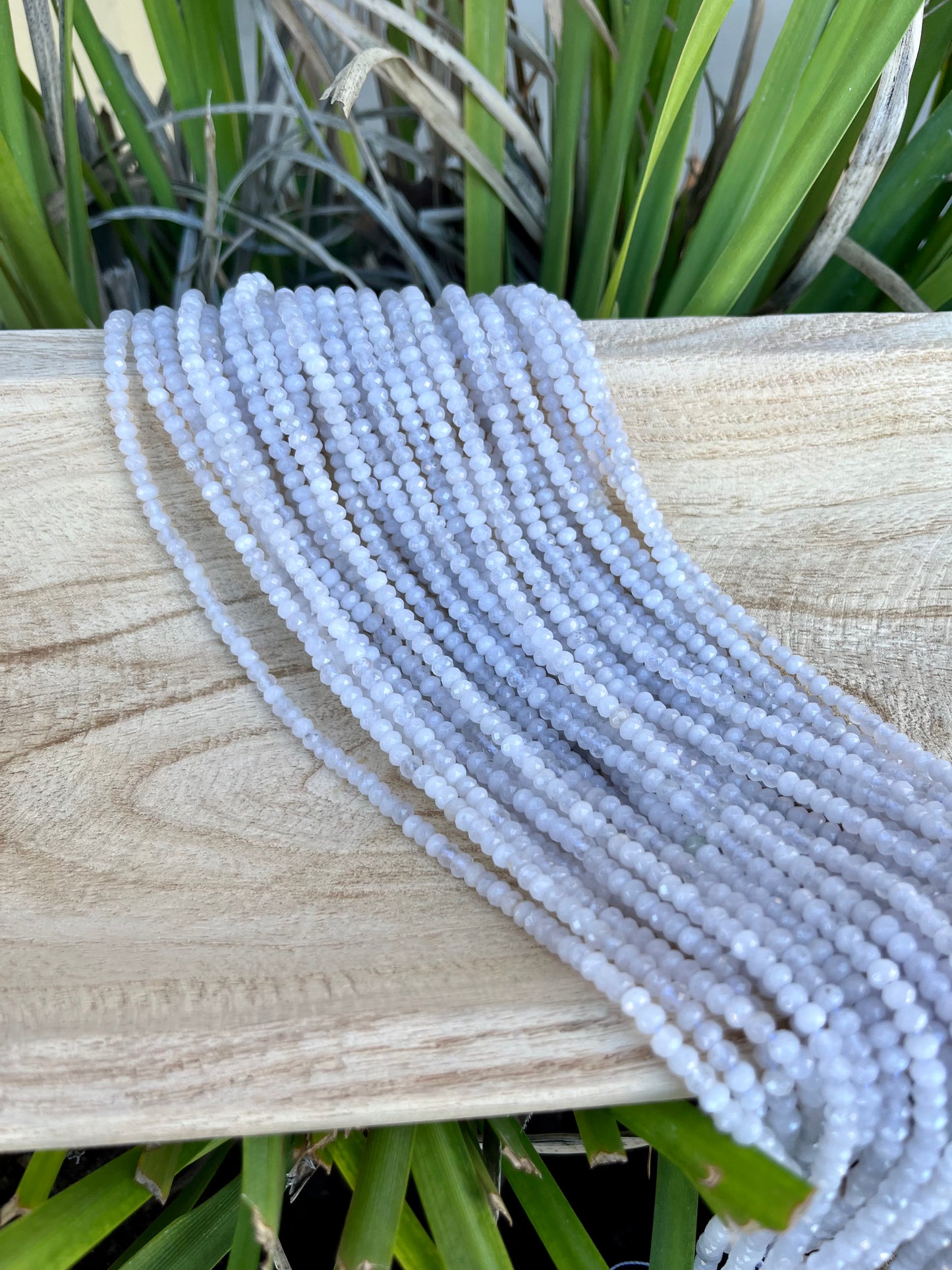 Grey Moonlight Agate Rondelle beads