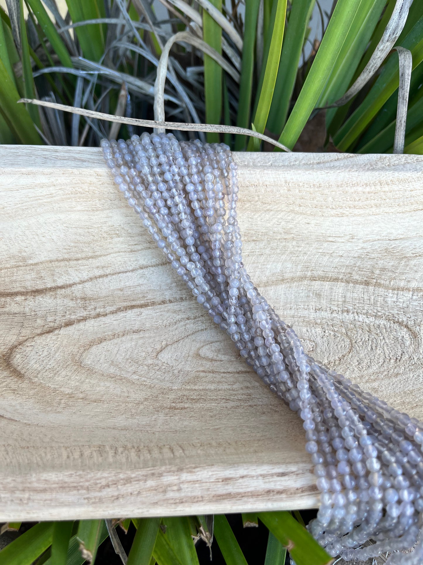 Grey Moonlight Faceted Round Agate Beads