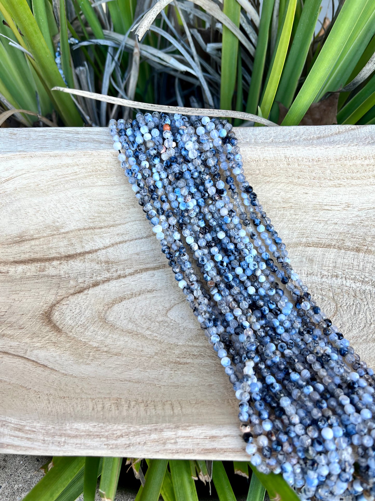 Black Tied Faceted Round Agate Beads