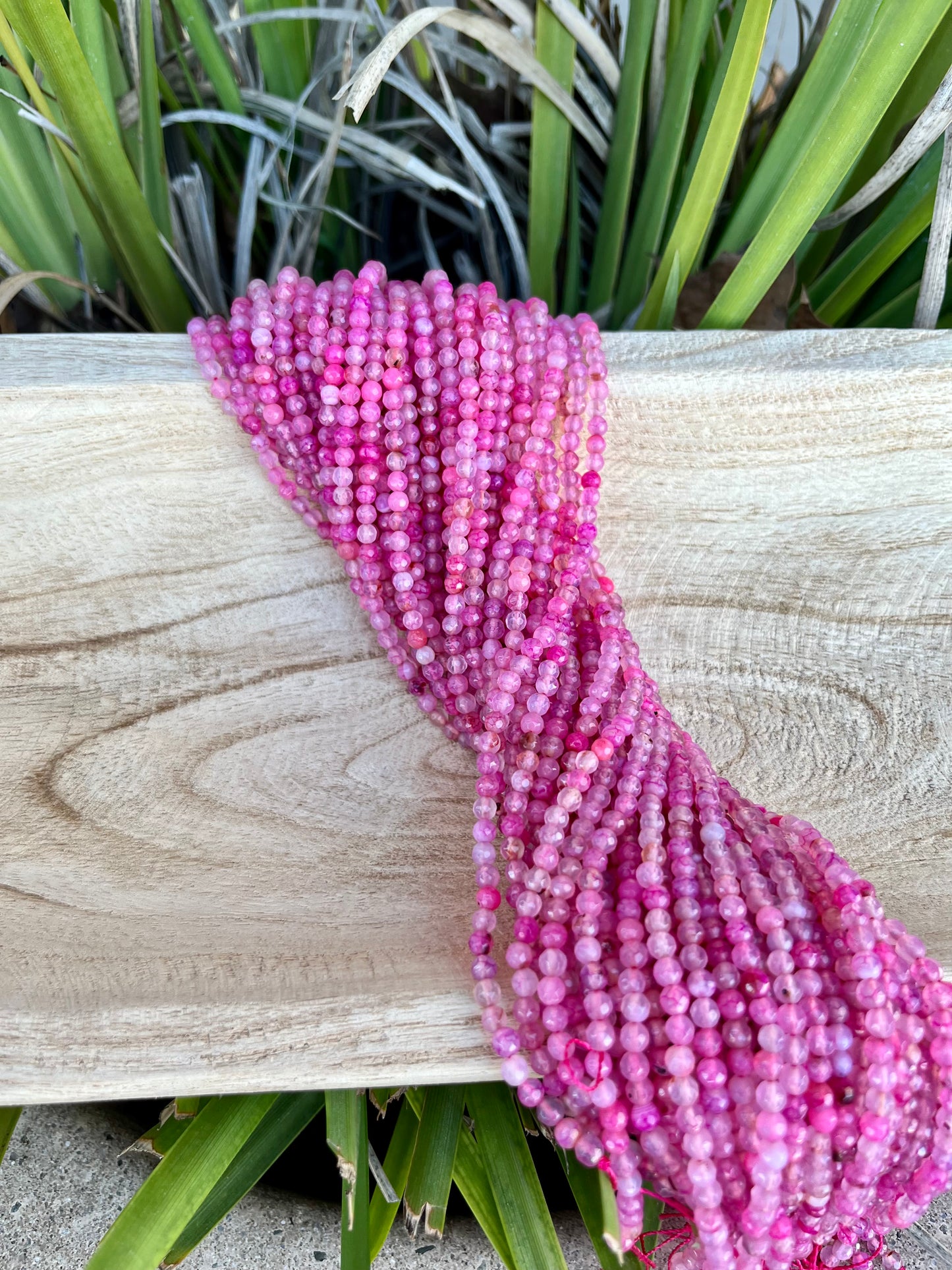 Hot Pink Round Faceted Agate