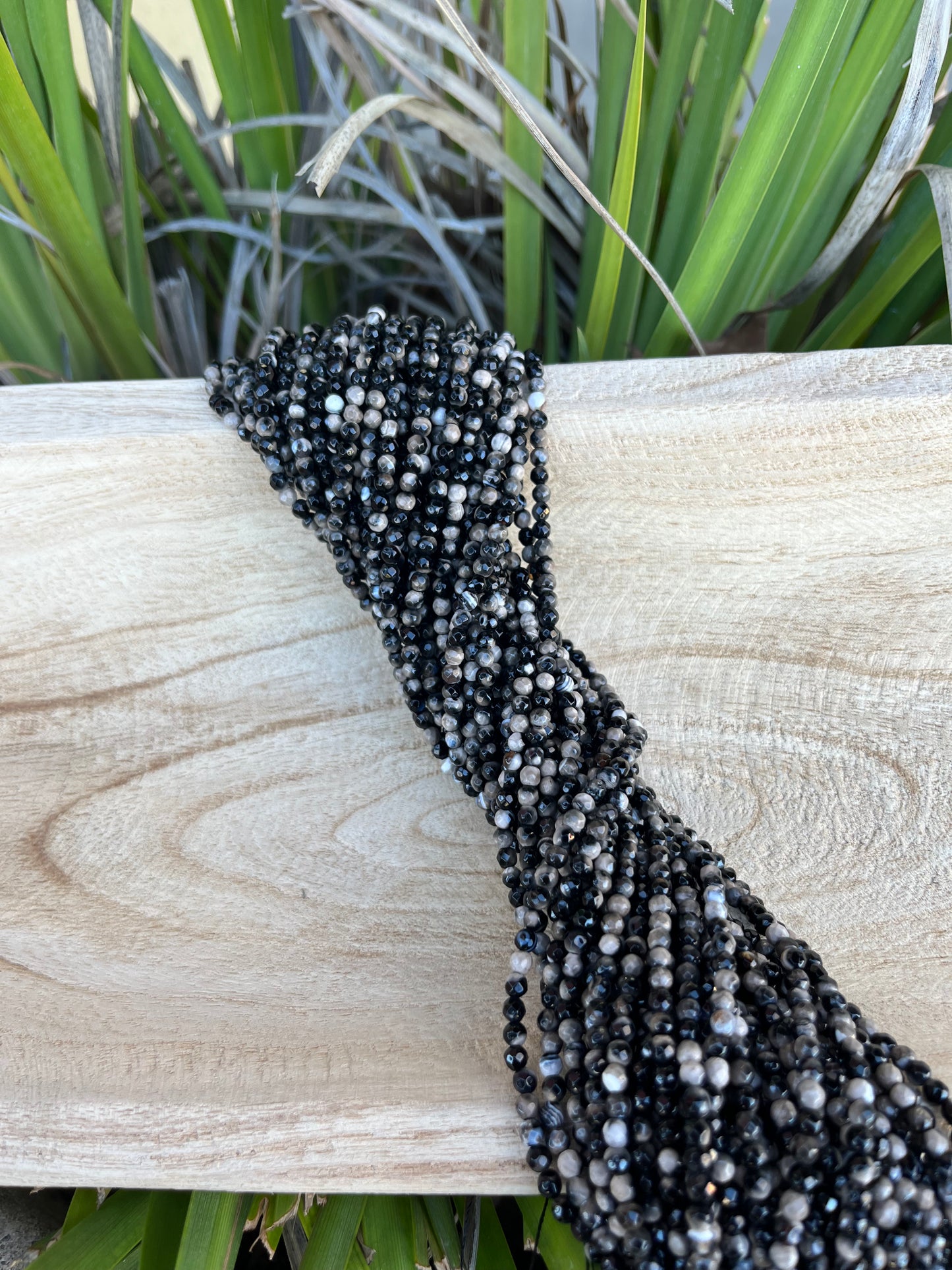 Black Magic Faceted Round Agate Beads