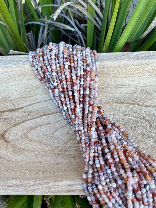 Sunset Stone Round Faceted Agate Beads