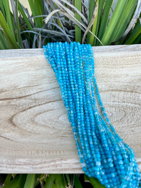 Aqua Blue Faceted Round Agate Beads